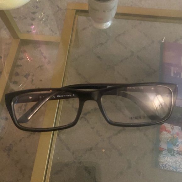 New Prada Eyeglasses Black Frames Silver Details - Picture 8 of 9